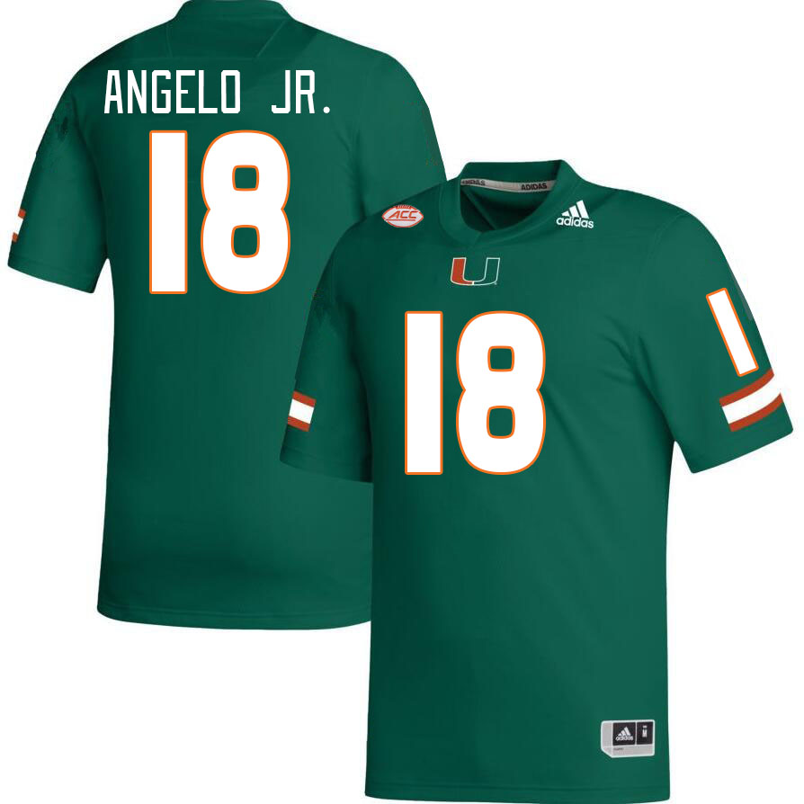 Men #18 Aristides Angelo Jr. Miami Hurricanes College Football Jerseys Stitched-Green